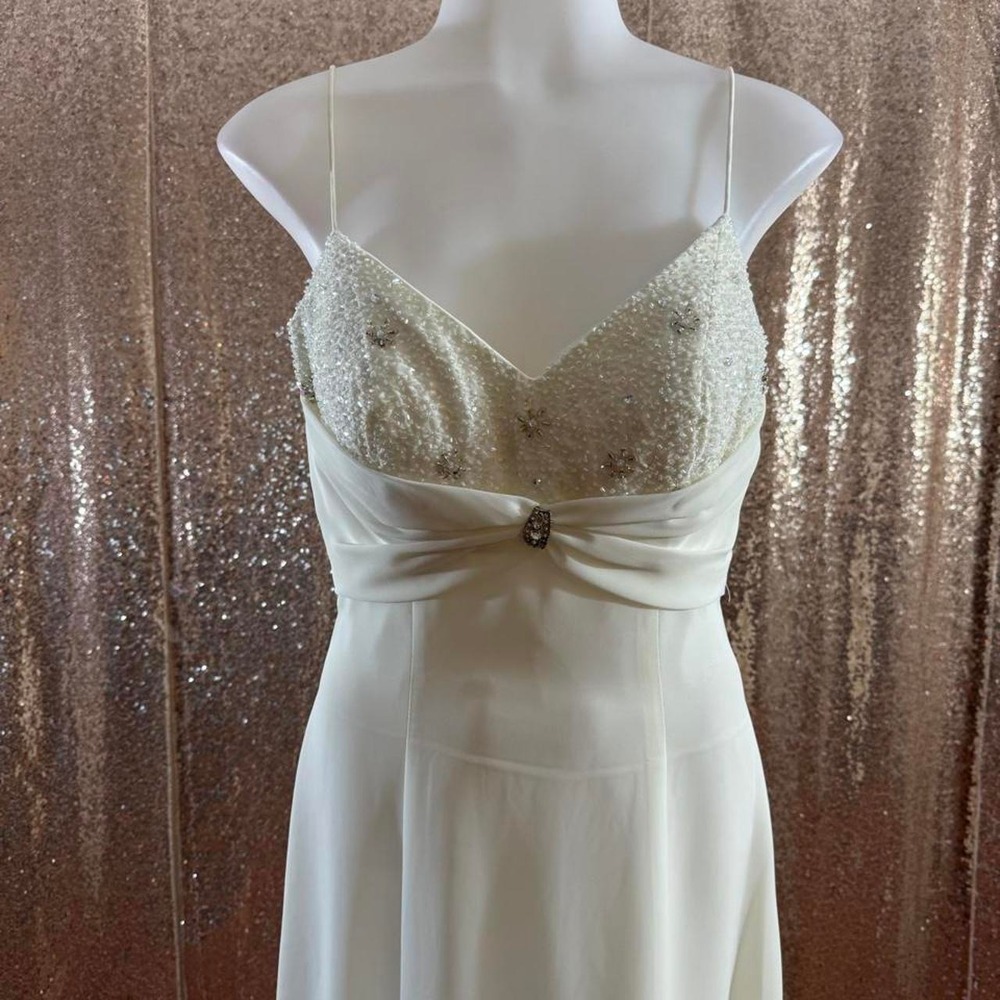 Y2K White Beaded Midi Dress with Matching Shawl/Sizes XS-S - Picture 5 of 8